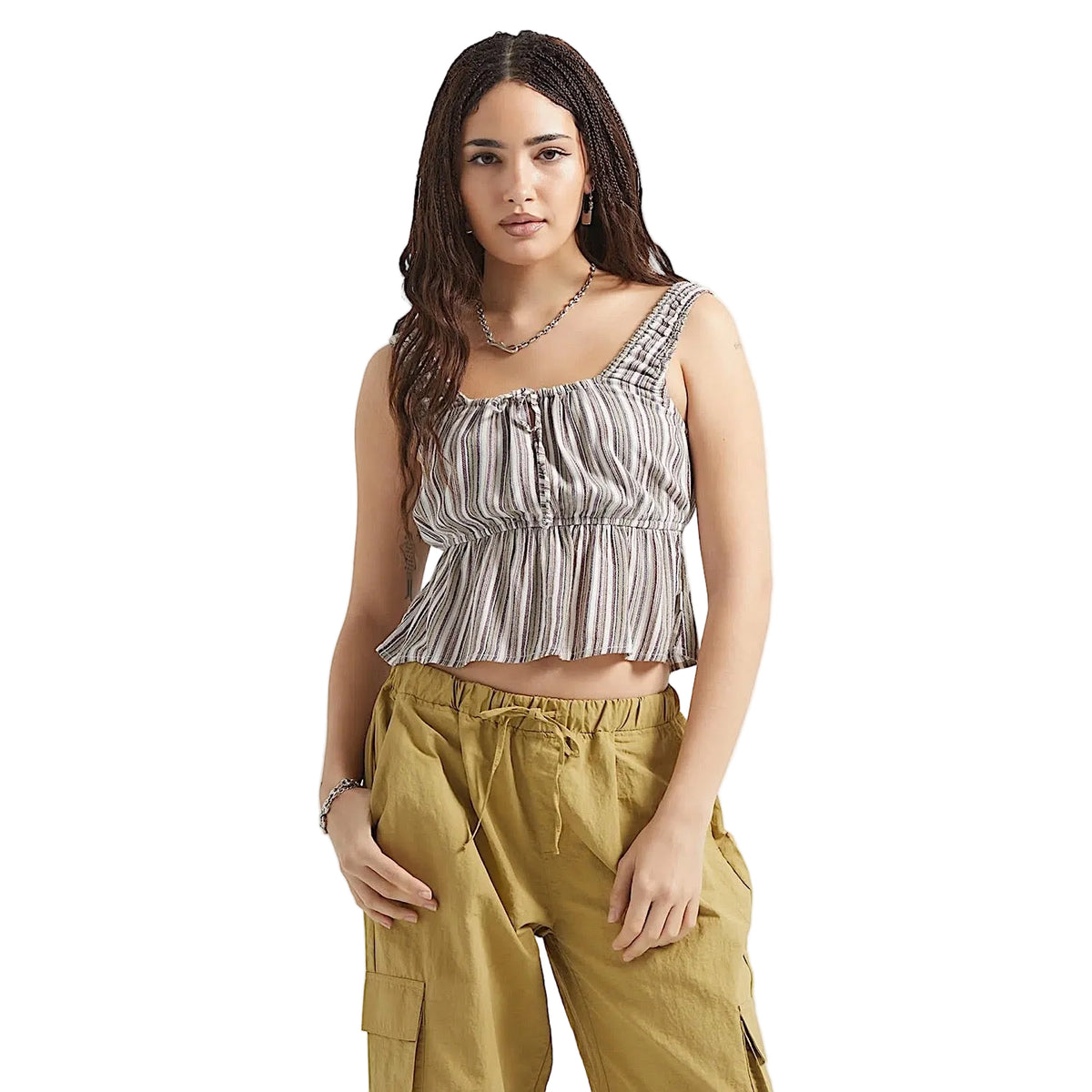 Brixton Women's The Abigail Tie Top - Worn in Robust Red Stripe