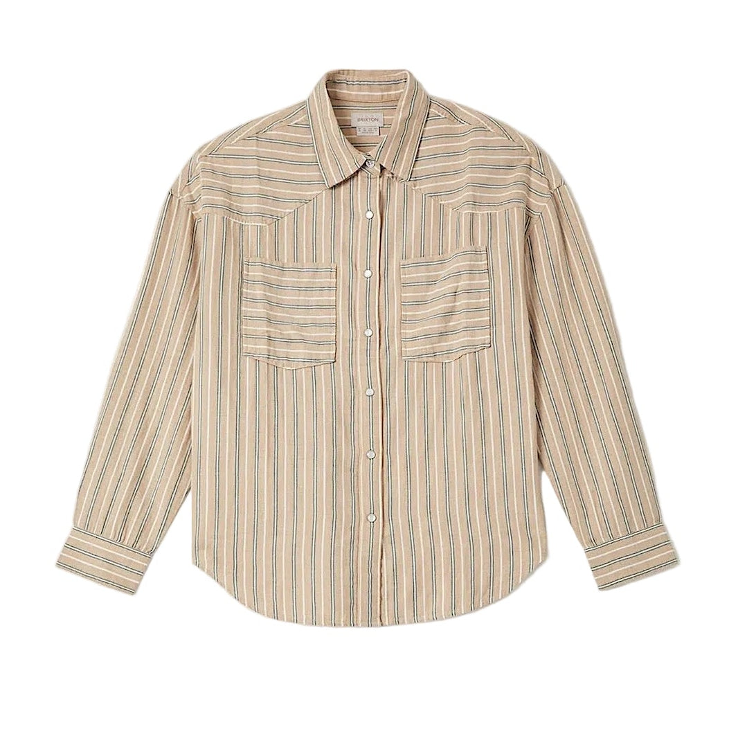 Brixton Women's Wayne Shirt - Sand Stripe
