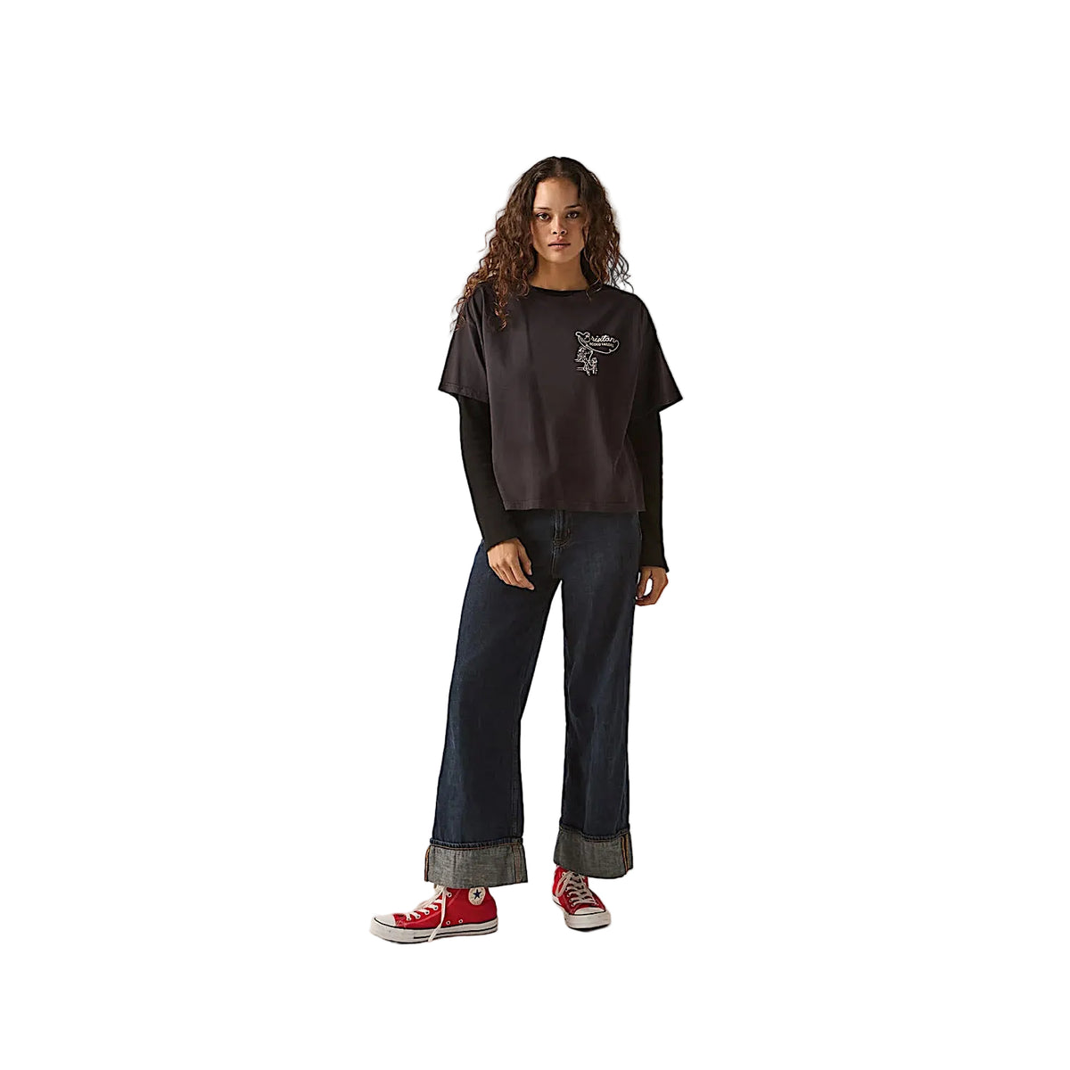 Brixton Women's Rodeo Trailors Boxy Crop T-Shirt - Black