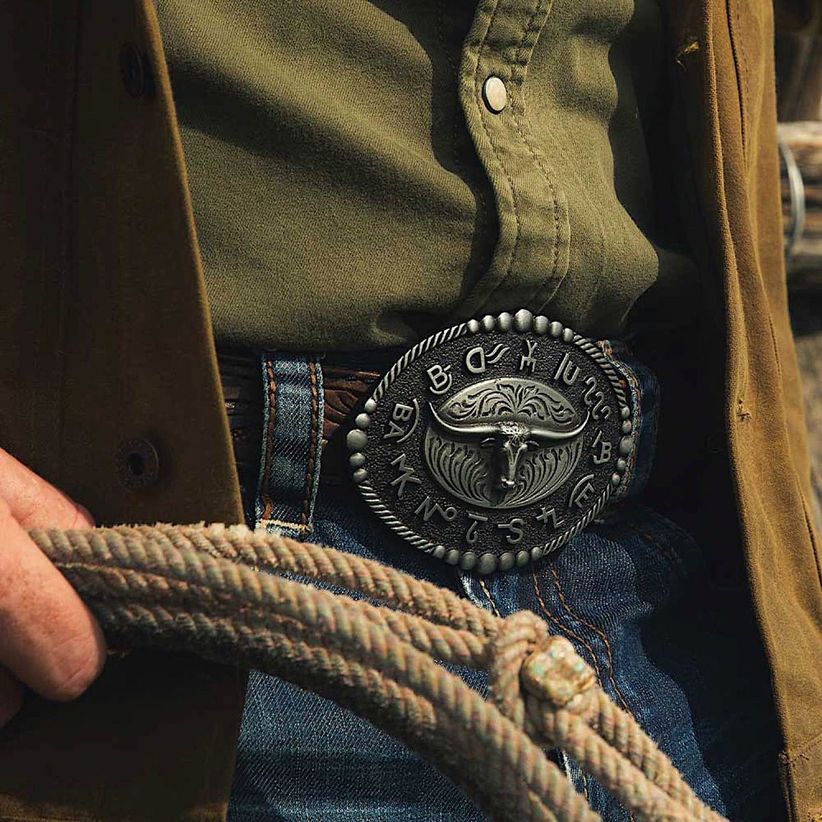 Montana Silversmiths Western Attitude Buckle - Branded Legacy Longhorn Buckle