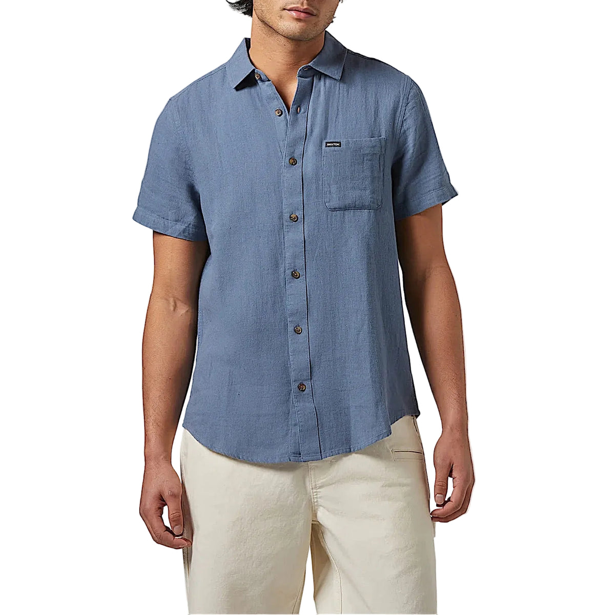 Brixton Men's Charter Short Sleeve Shirt - Azure Blue