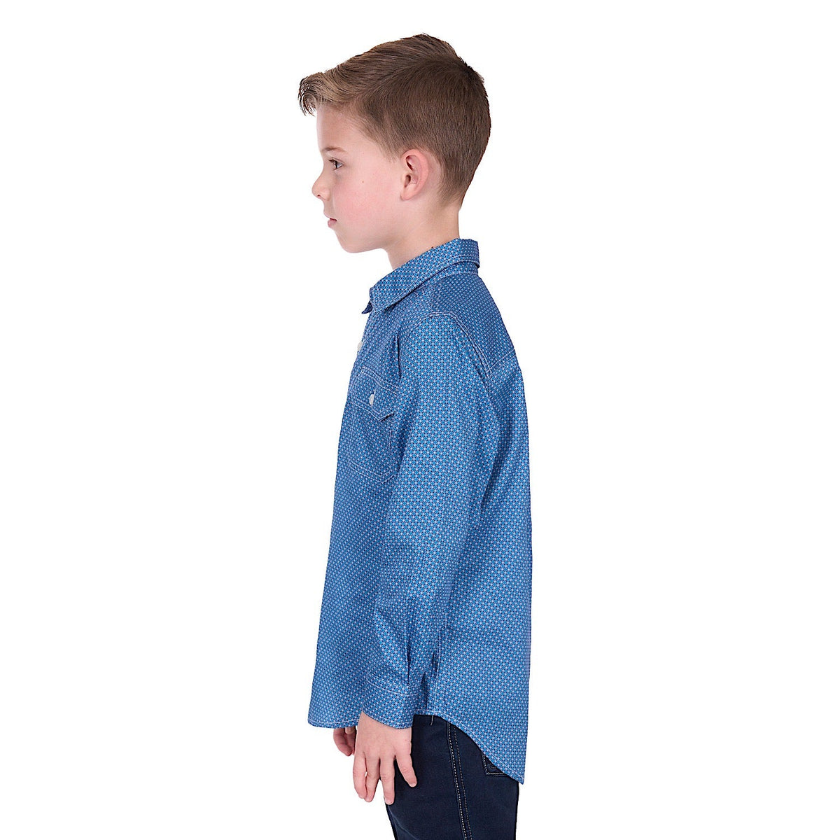Hard Slog Boy’s Holden 1/2 Placket Shirt - Navy/Blue