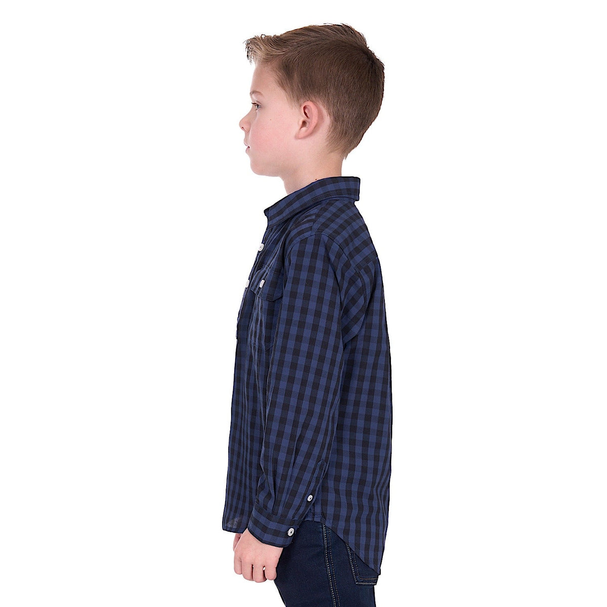 Hard Slog Boy’s Nash 1/2 Placket Shirt - Navy/Black