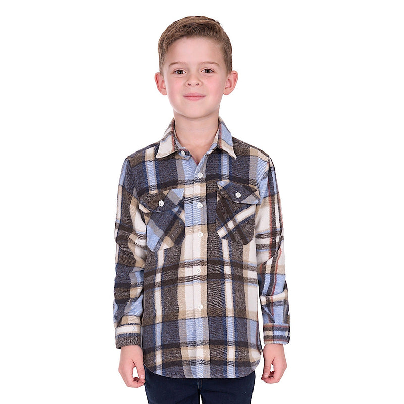 Hard Slog Boy’s Victor Thermal Shirt - Tan/Light Blue