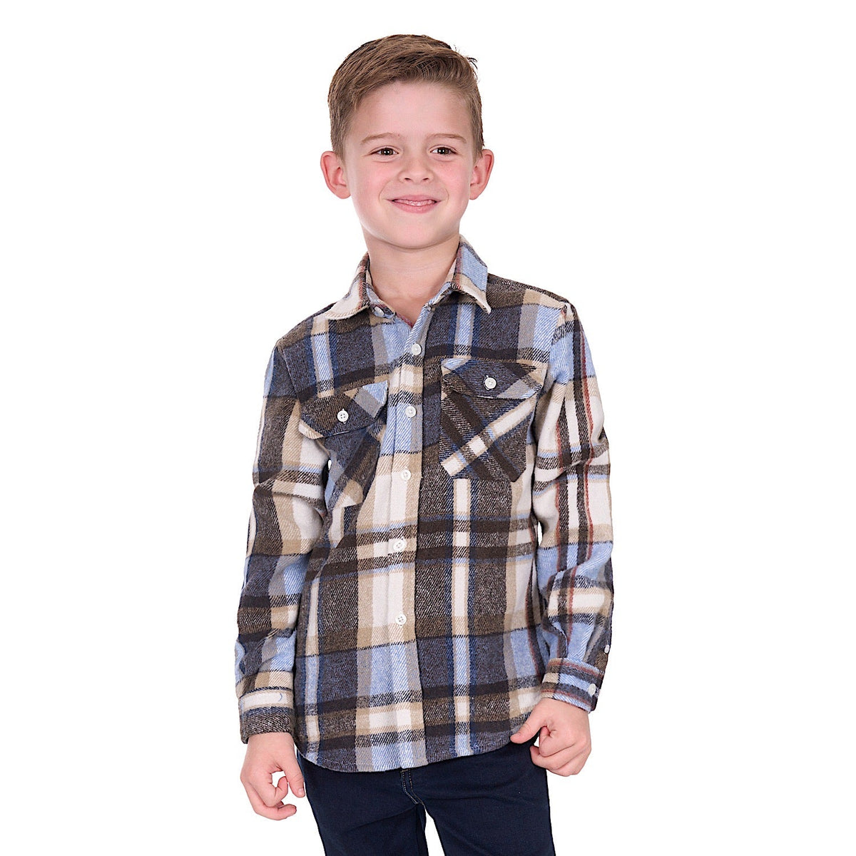 Hard Slog Boy’s Victor Thermal Shirt - Tan/Light Blue