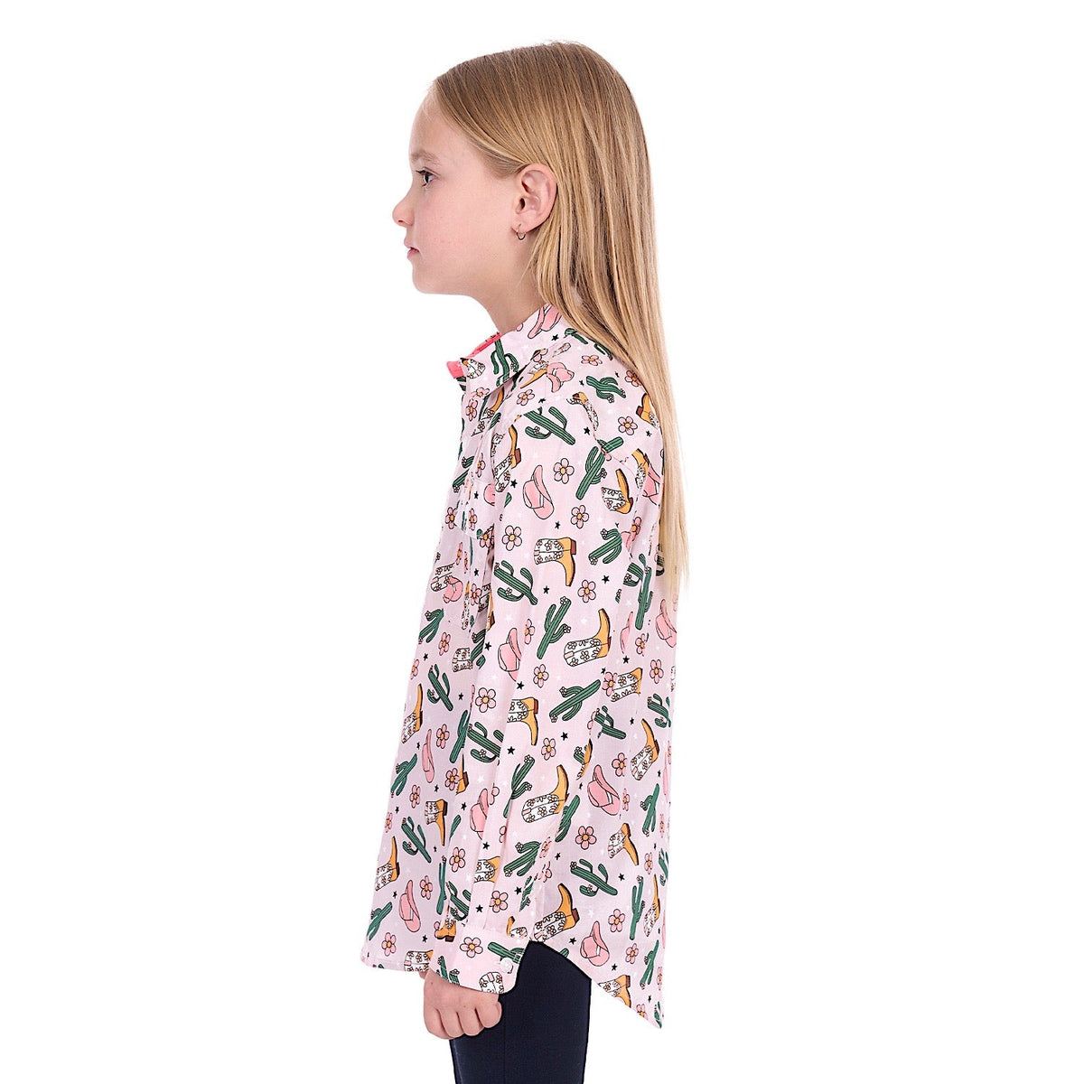 Hard Slog Girl’s Cleo 1/2 Placket Shirt - Pink
