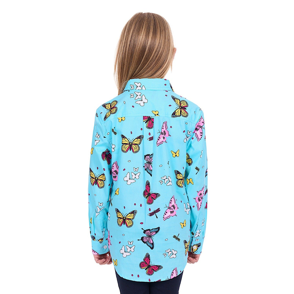 Hard Slog Girls Iva 1/2 Placket Shirt - Blue