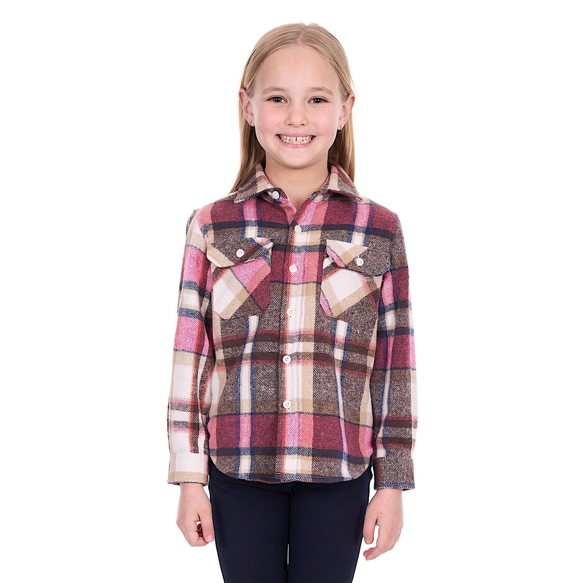 Hard Slog Girl’s Ori Thermal Shirt - Pink/Tan