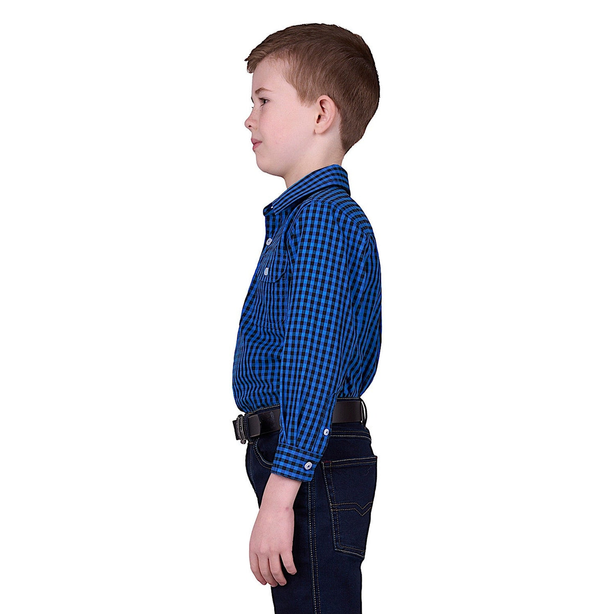 Hard Slog Kid’s Astell Half Placket Long Sleeve Shirt - Black/Royal