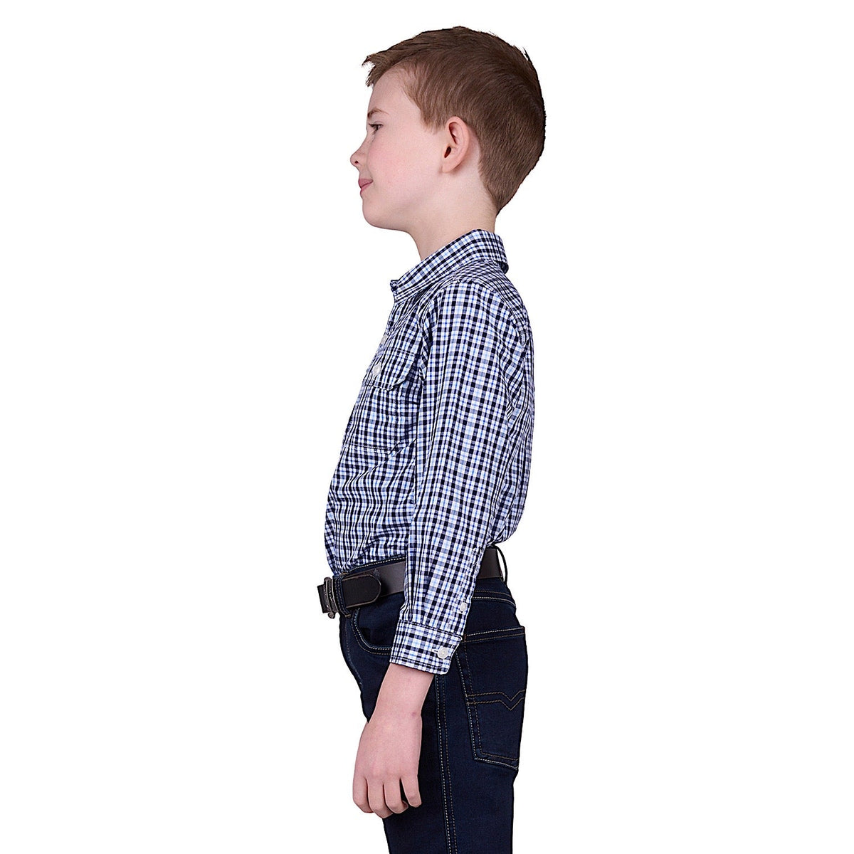 Hard Slog Kid’s Coney Half Placket Long Sleeve Shirt - Navy/Blue