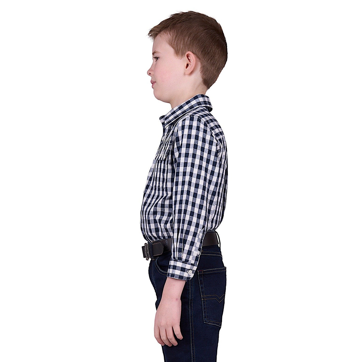 Hard Slog Kid’s Dell Half Placket Long Sleeve Shirt - Navy/White
