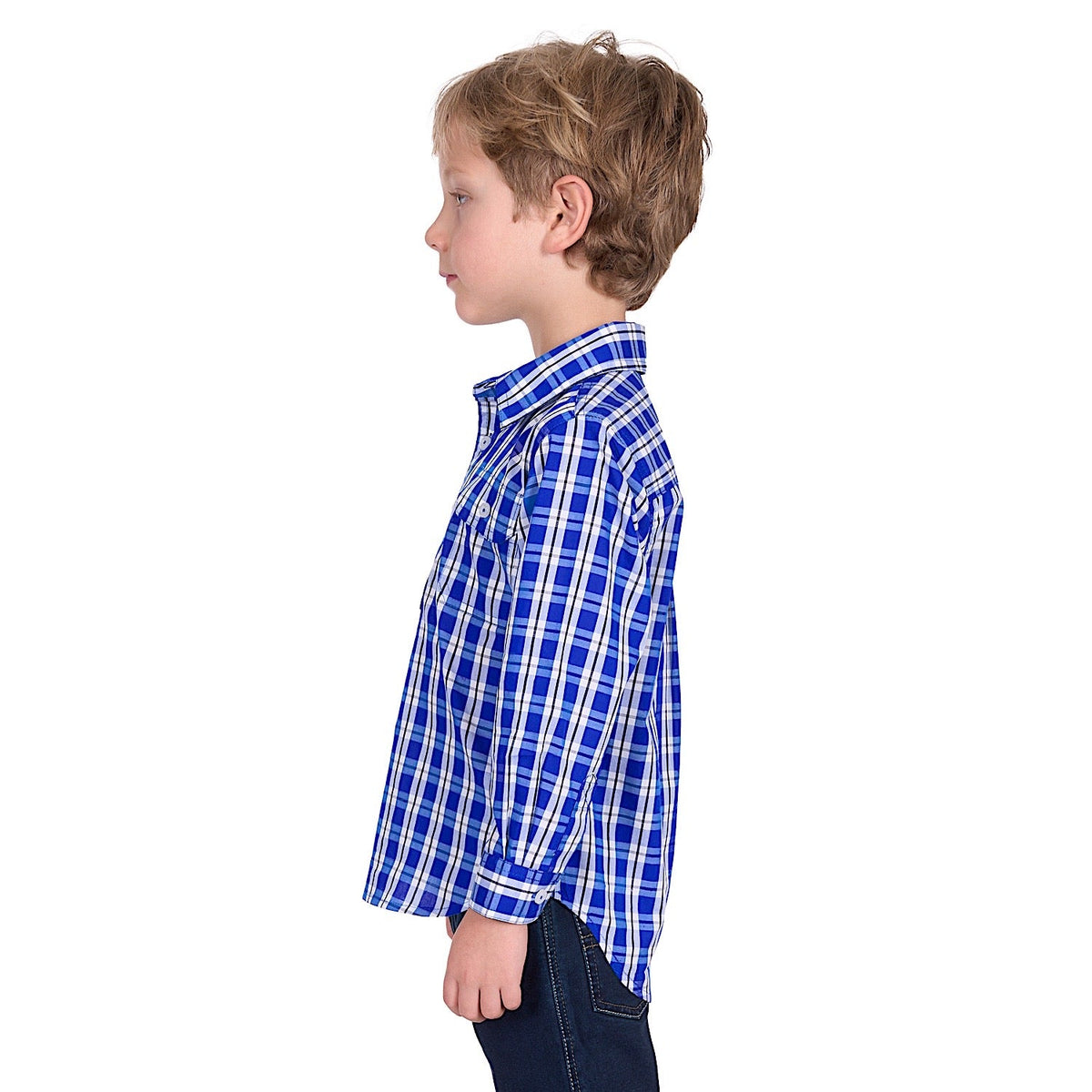 Hard Slog Kid’s Levers Half Placket Long Sleeve Shirt - Royal/White