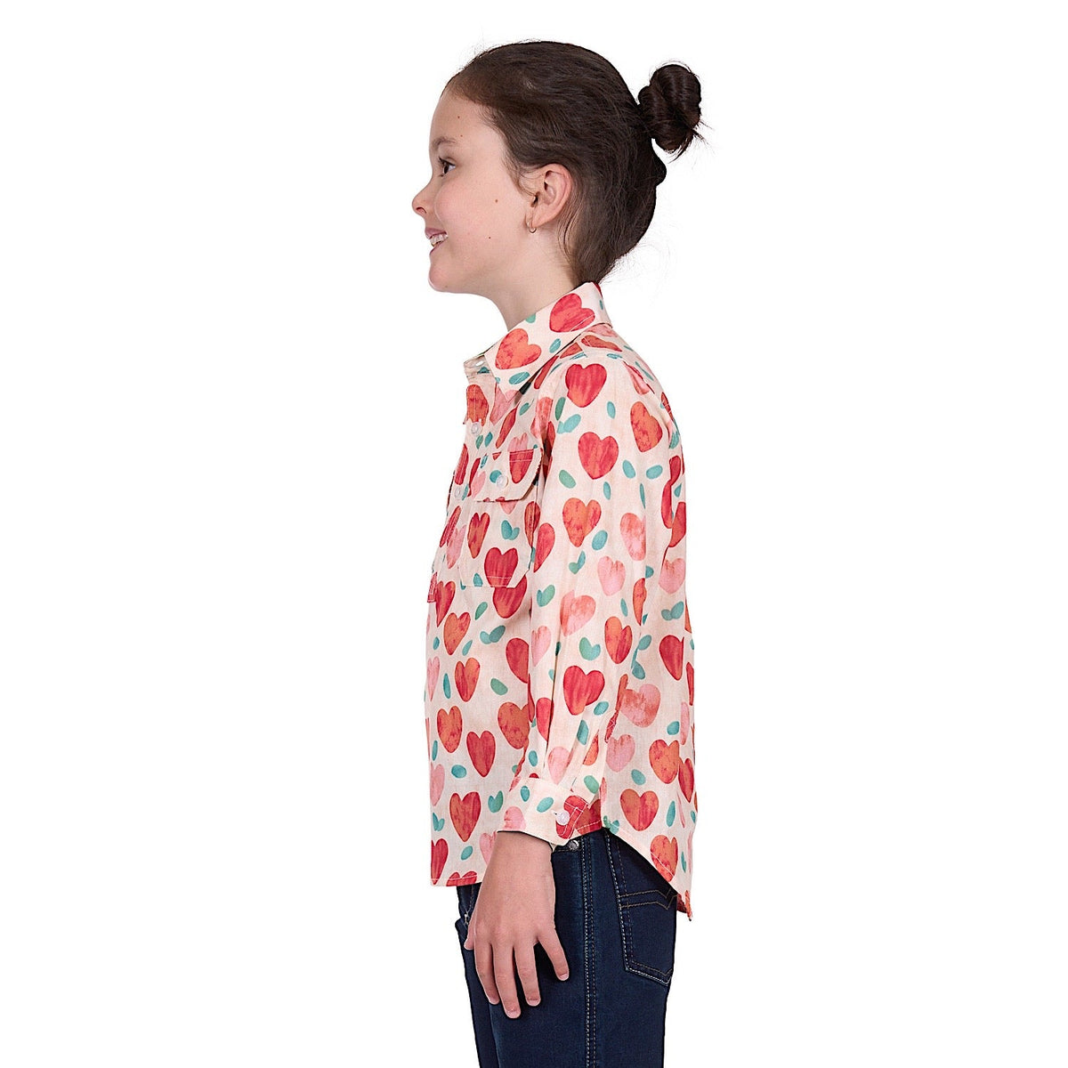Hard Slog Kid’s Mira Half Placket Long Sleeve Shirt - Red