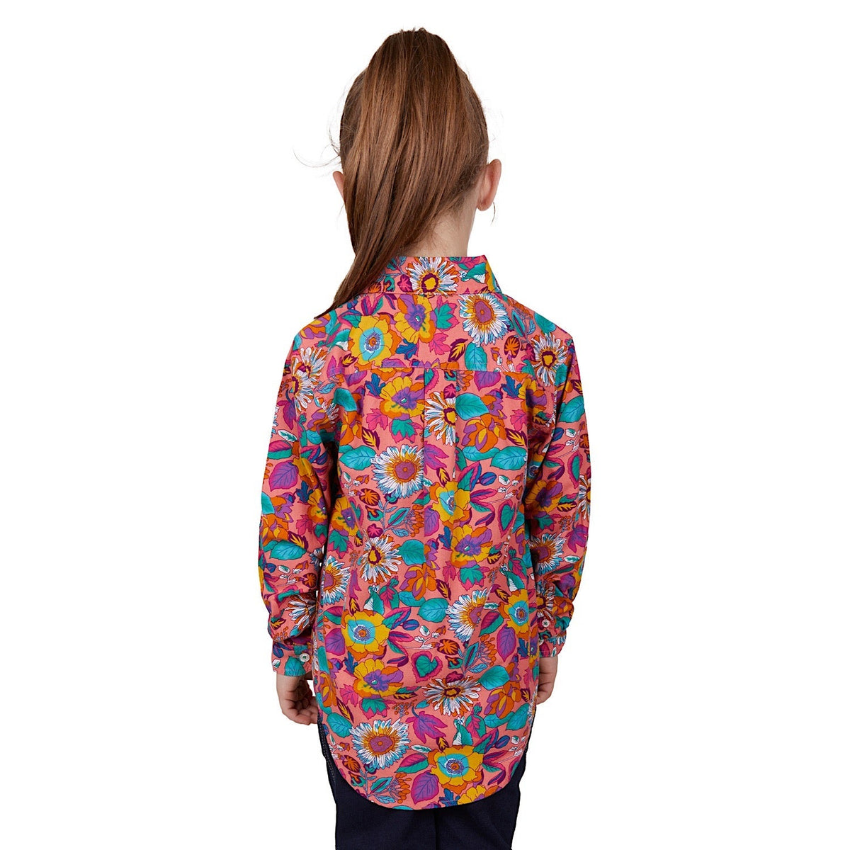 Hard Slog Kids Susie 1/2 Placket Long Sleeve Shirt Multi