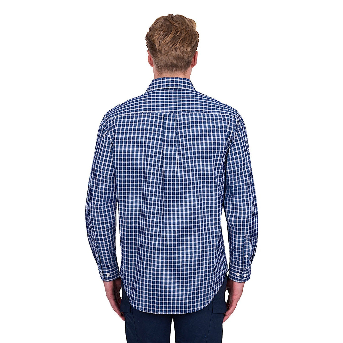 Hard Slog Men’s Alden 1/2 Placket Shirt - Navy/White