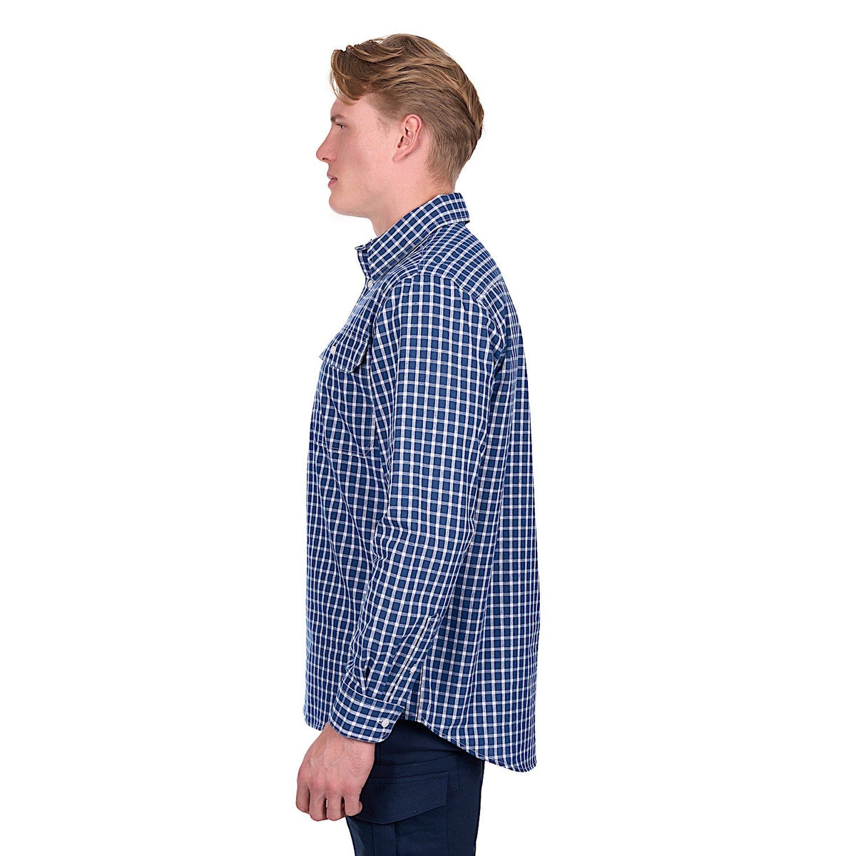 Hard Slog Men’s Alden 1/2 Placket Shirt - Navy/White