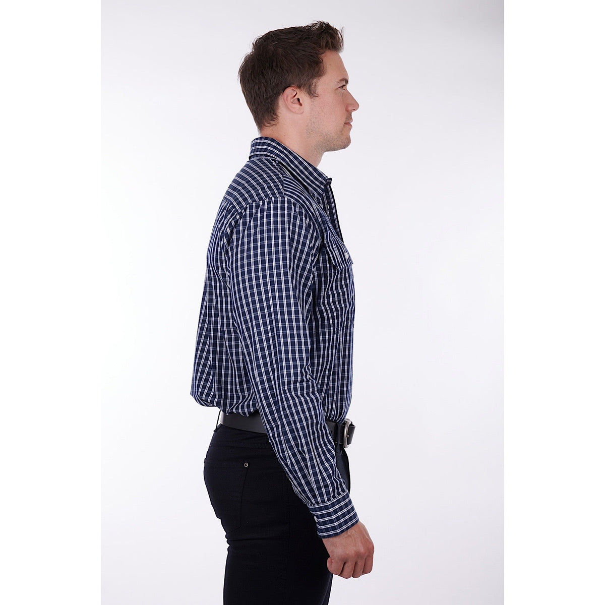 Hard Slog Mens Alon Half Placket Shirt Navy