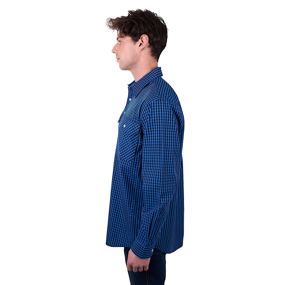 Hard Slog Men’s Astell Half Placket Long Sleeve Shirt - Black/Royal