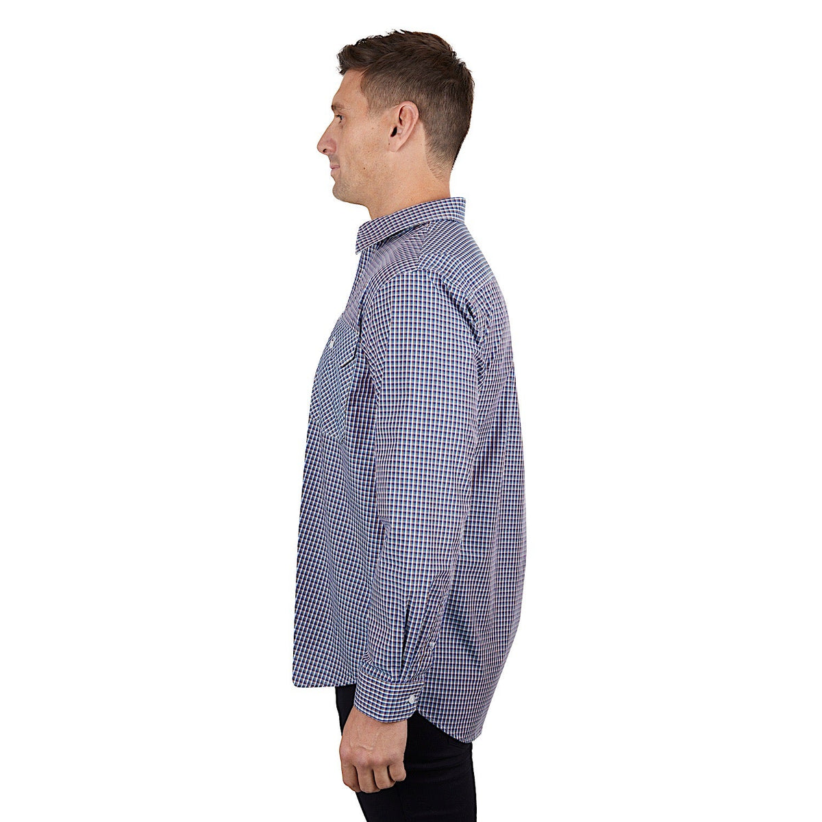 Hard Slog Men’s Bobbie Half Placket Shirt - Navy/Tan