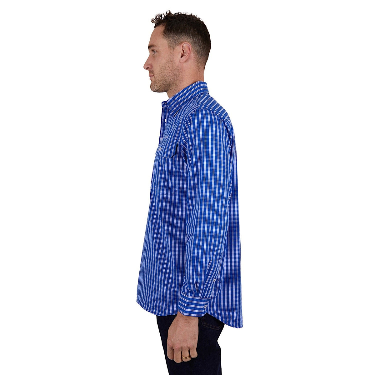 Hard Slog Men’s Tad Half Placket Shirt Royal