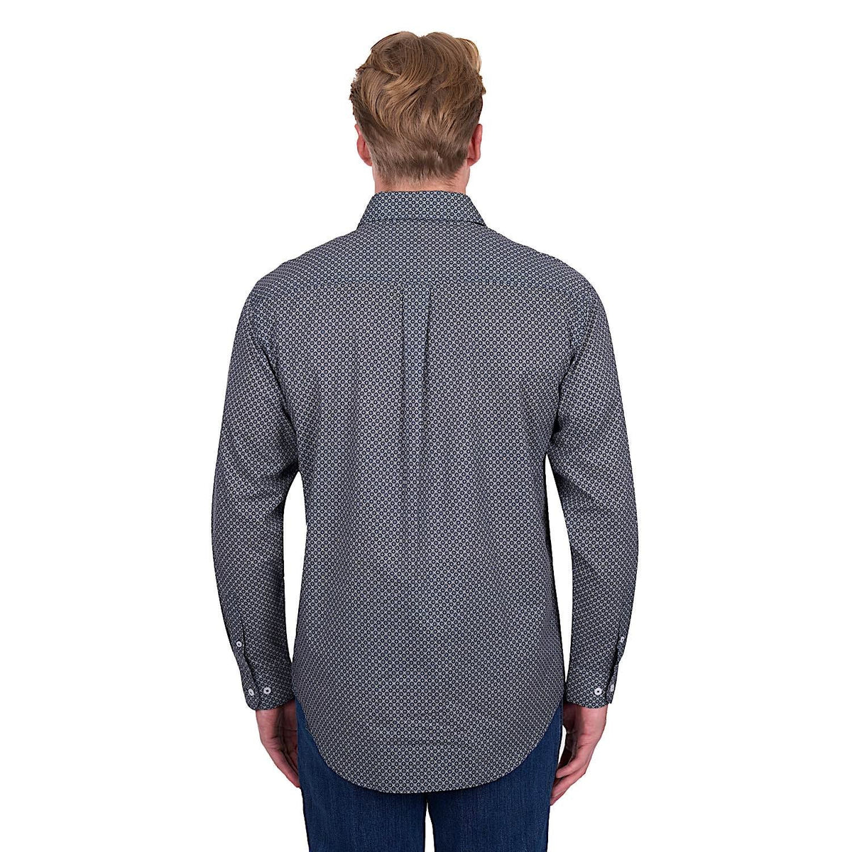 Hard Slog Men’s Tomson Half Placket Long Sleeve Shirt - Navy/Tan