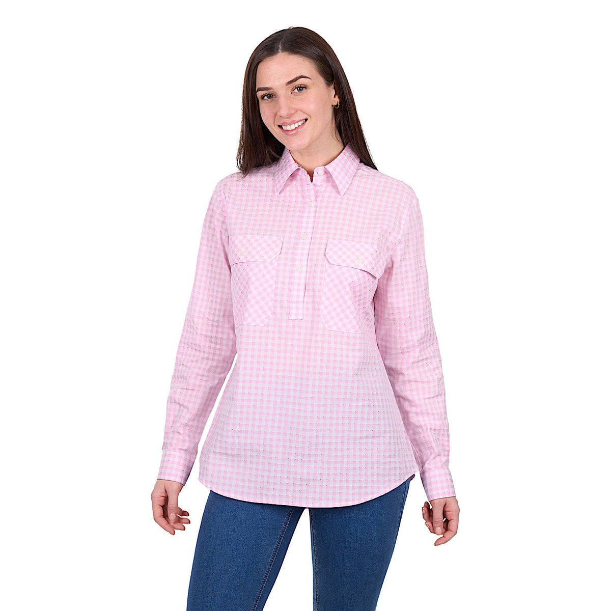Hard Slog Women’s Clara 1/2 Placket Shirt - Pink