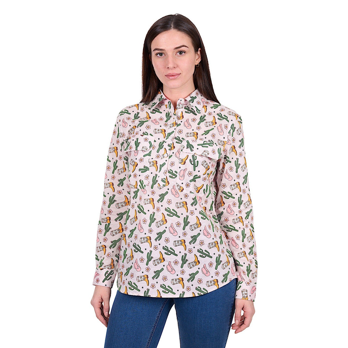 Hard Slog Women’s Cleo 1/2 Placket Shirt - Pink