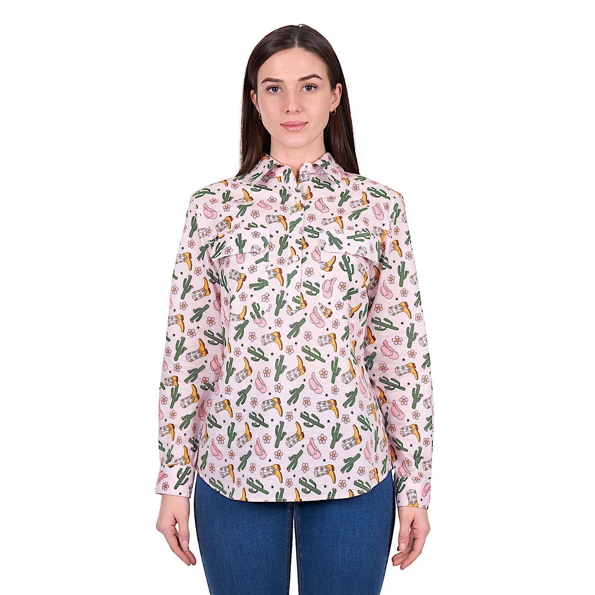 Hard Slog Women’s Cleo 1/2 Placket Shirt - Pink