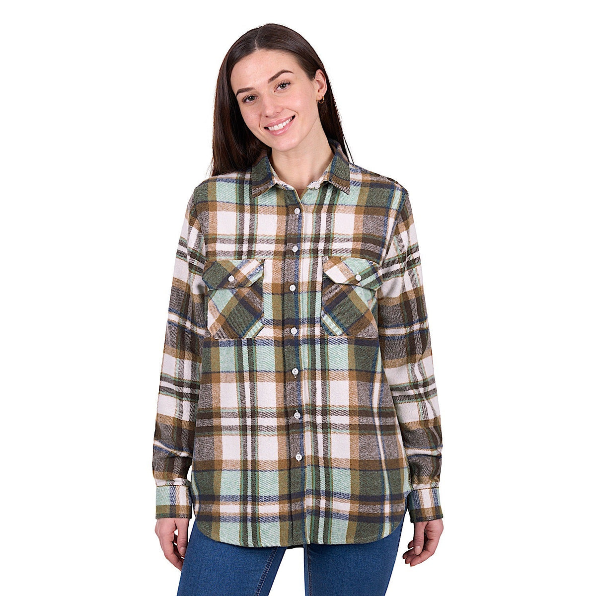 Hard Slog Women’s Elle Thermal Shirt - Green/Tan