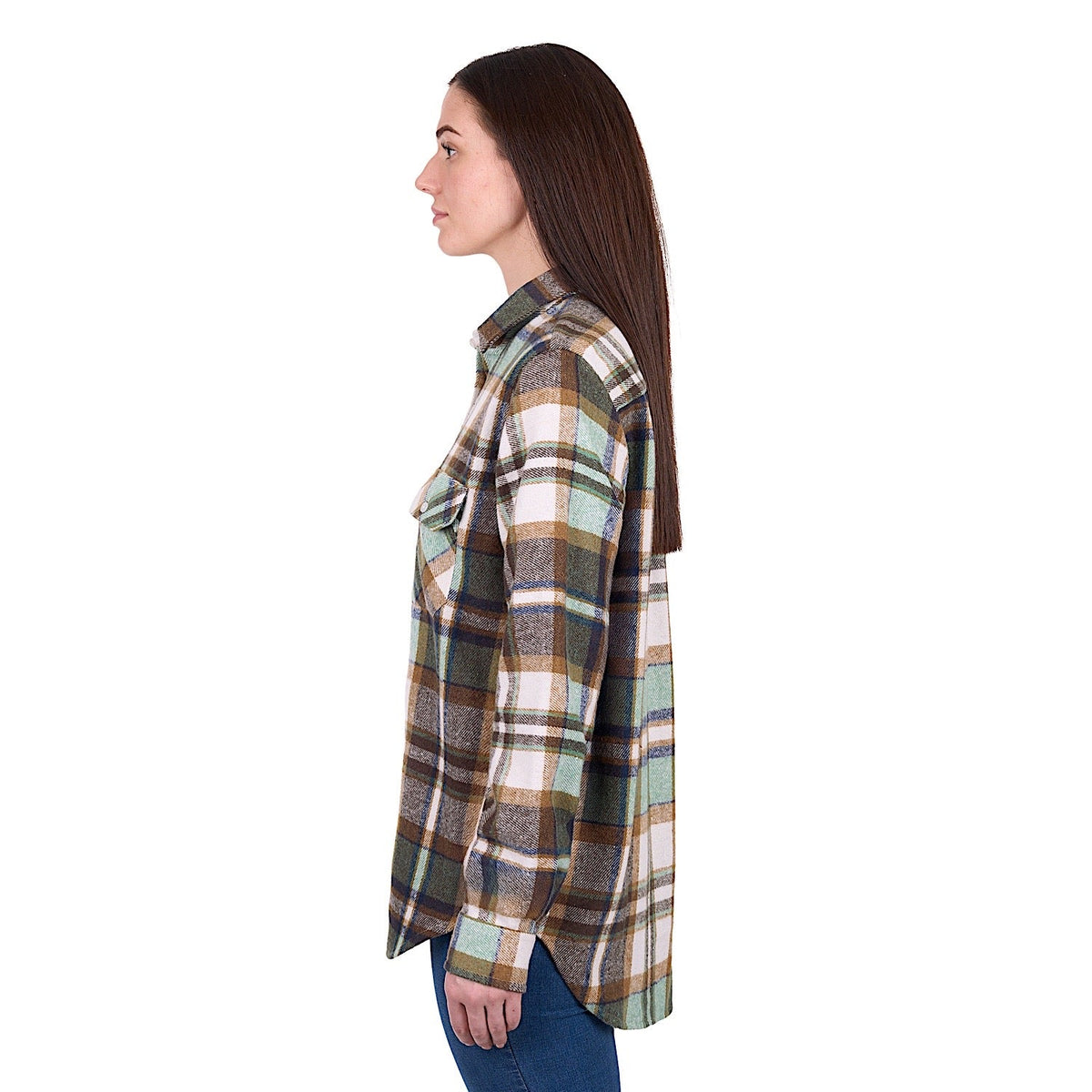 Hard Slog Women’s Elle Thermal Shirt - Green/Tan