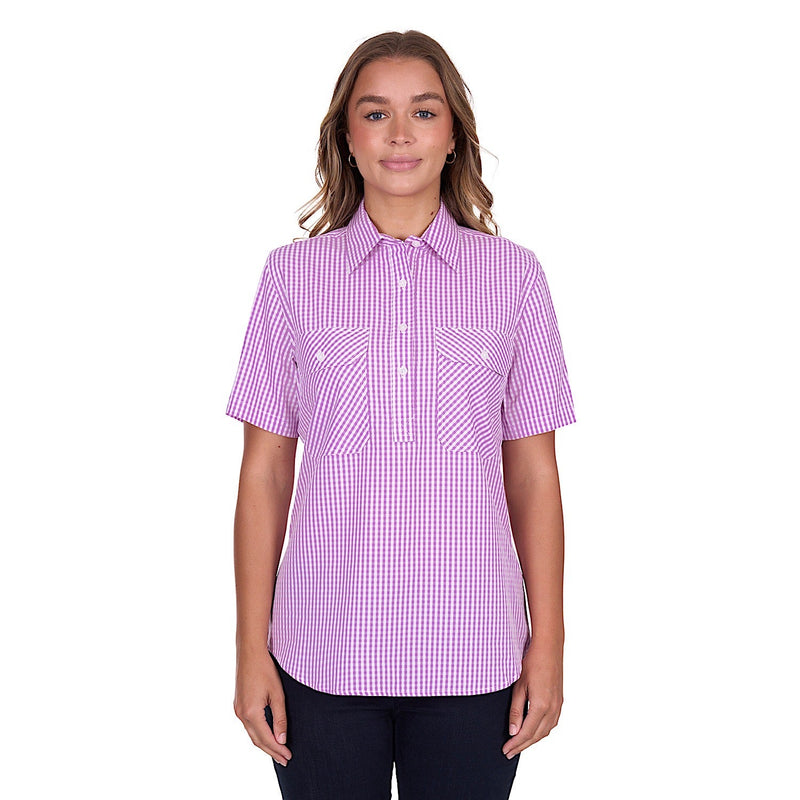 Hard Slog Women’s Grace Half Placket Short Sleeve Shirt - Lavender