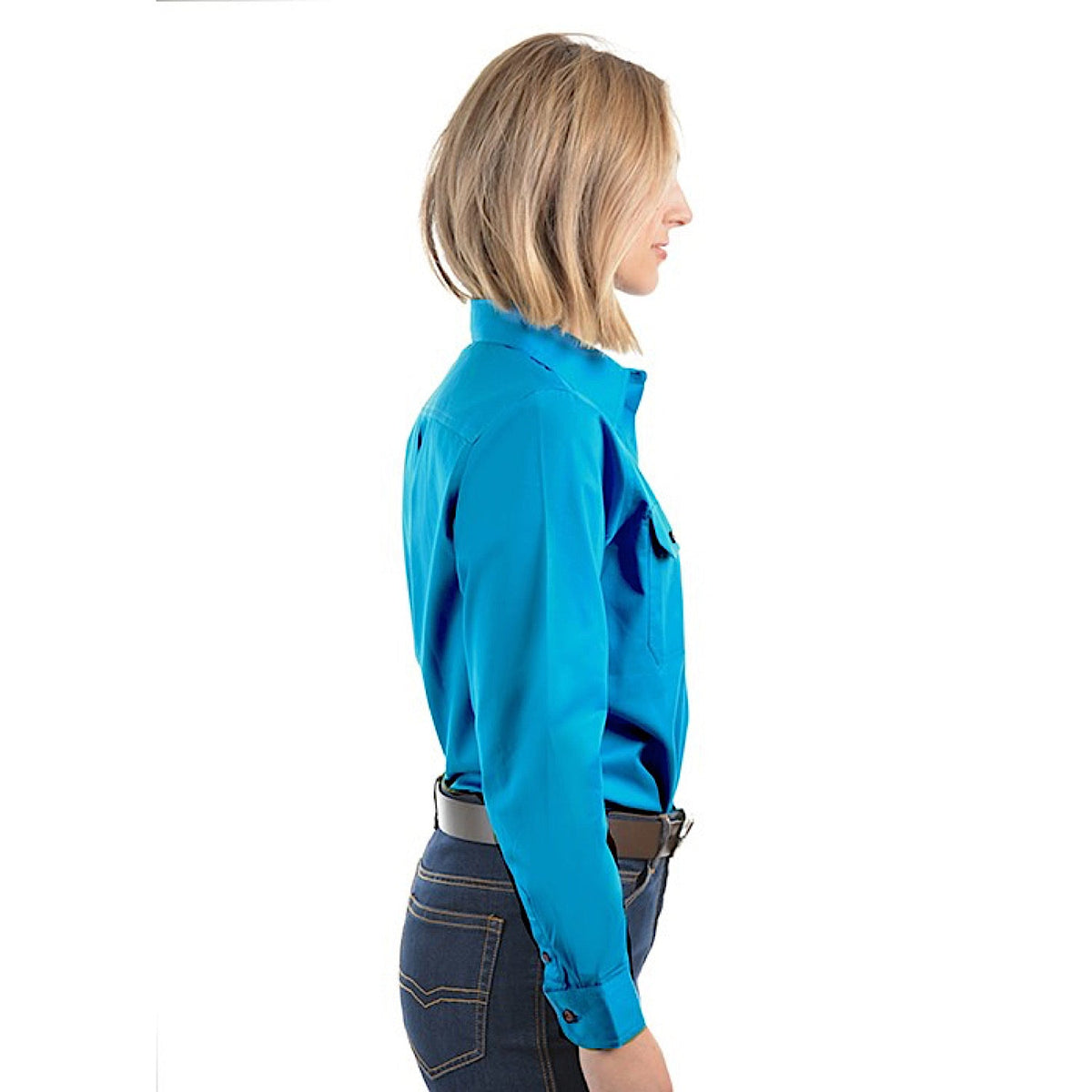 Hard Slog Women’s Half Placket Light Cotton Shirt - Bright Blue