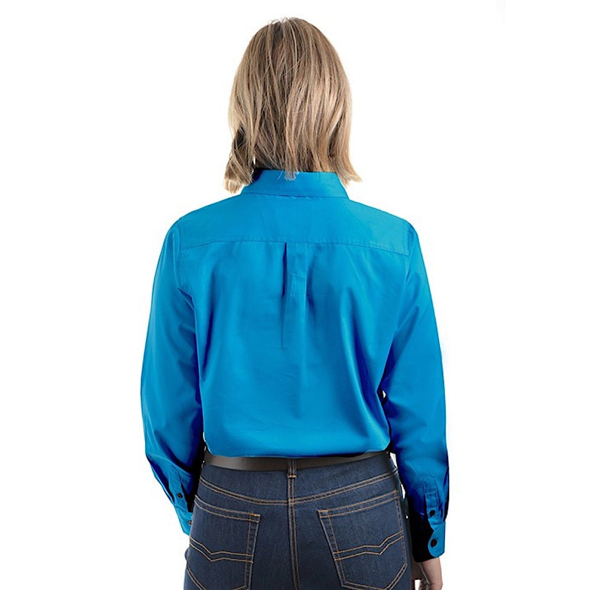 Hard Slog Women’s Half Placket Light Cotton Shirt - Bright Blue