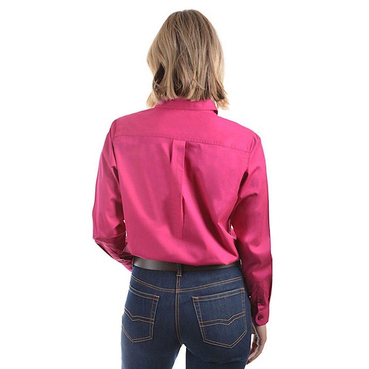 Hard Slog Women’s Half Placket Light Cotton Shirt - Bright Pink