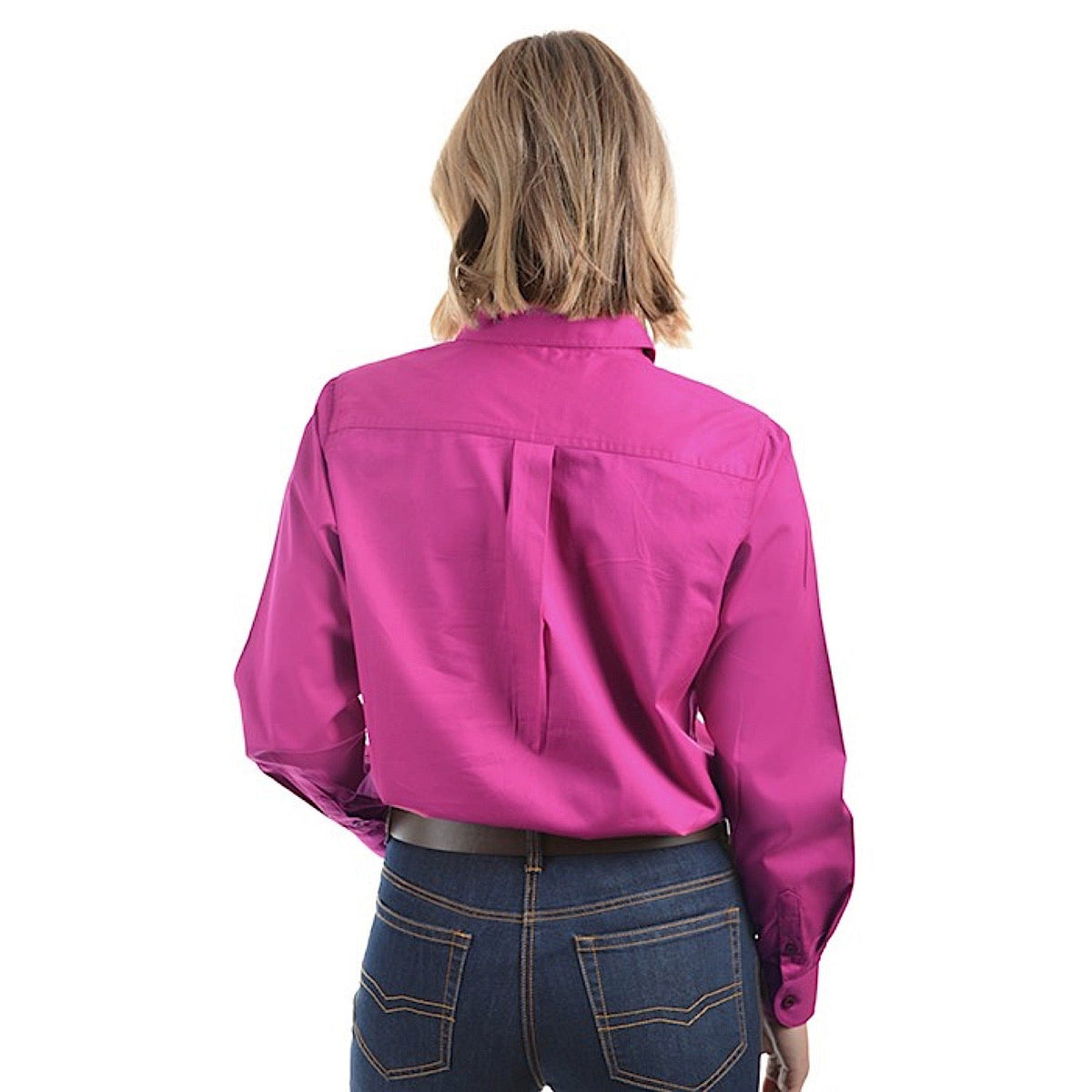 Hard Slog Women’s Half Placket Light Cotton Shirt - Fuschia