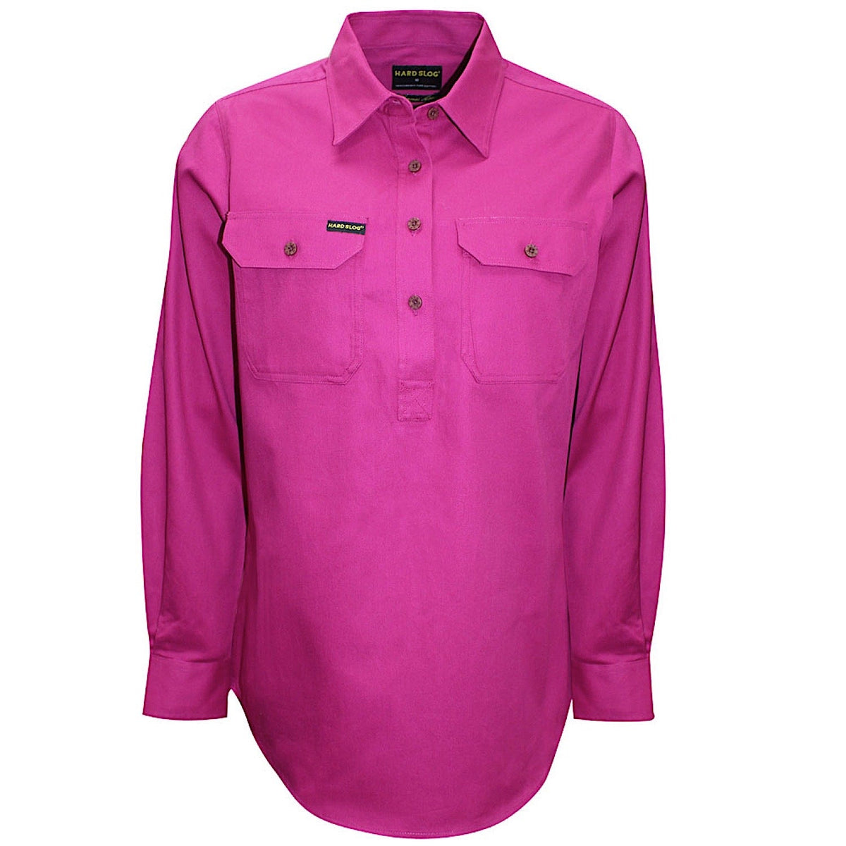 Hard Slog Women’s Half Placket Light Cotton Shirt - Fuschia