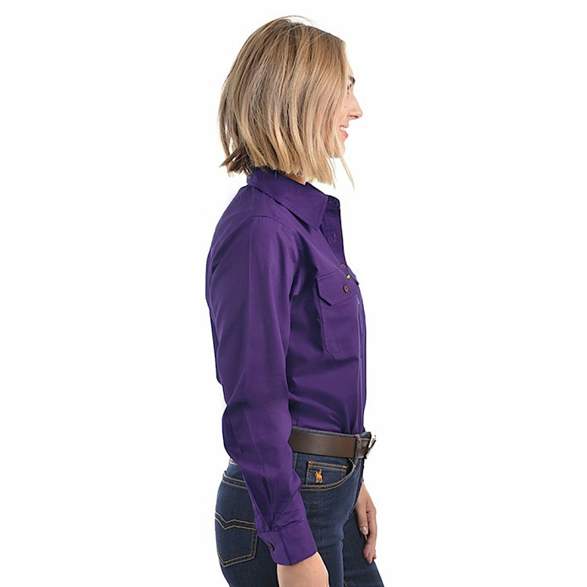 Hard Slog Women’s Half Placket Light Cotton Shirt - Iris