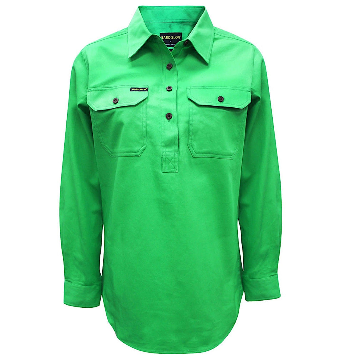 Hard Slog Women’s Half Placket Light Cotton Shirt - Lime Green