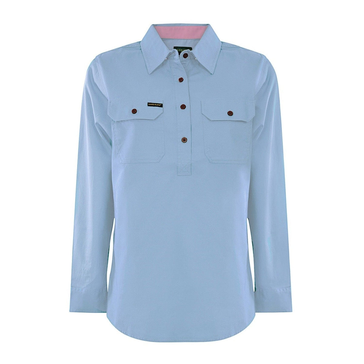 Hard Slog Women’s Half Placket Light Cotton Shirt - Pale Blue