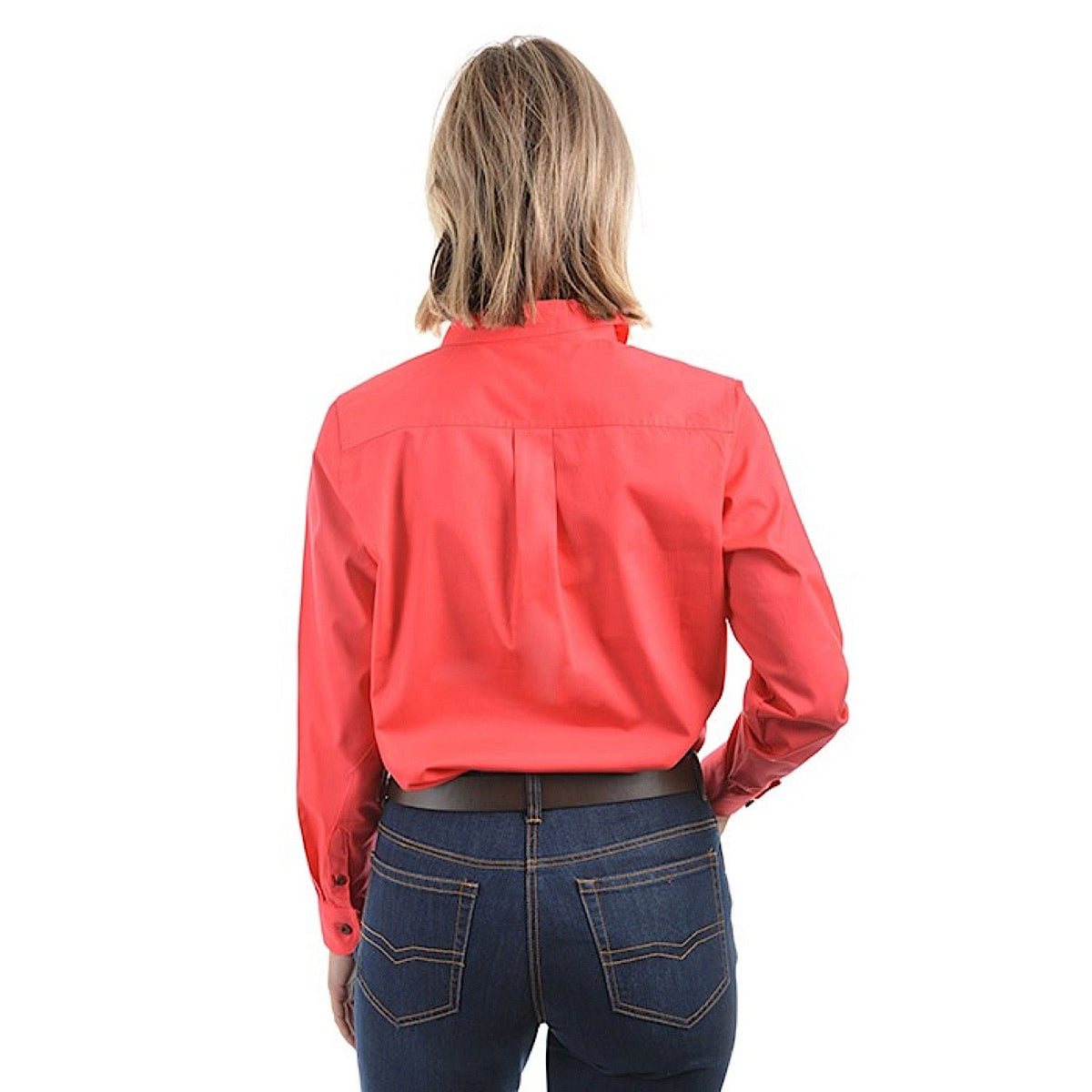 Hard Slog Women’s Half Placket Light Cotton Shirt - Red Poppy