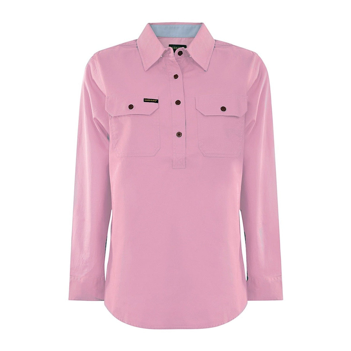 Hard Slog Women’s Half Placket Light Cotton Shirt - Rose Pink