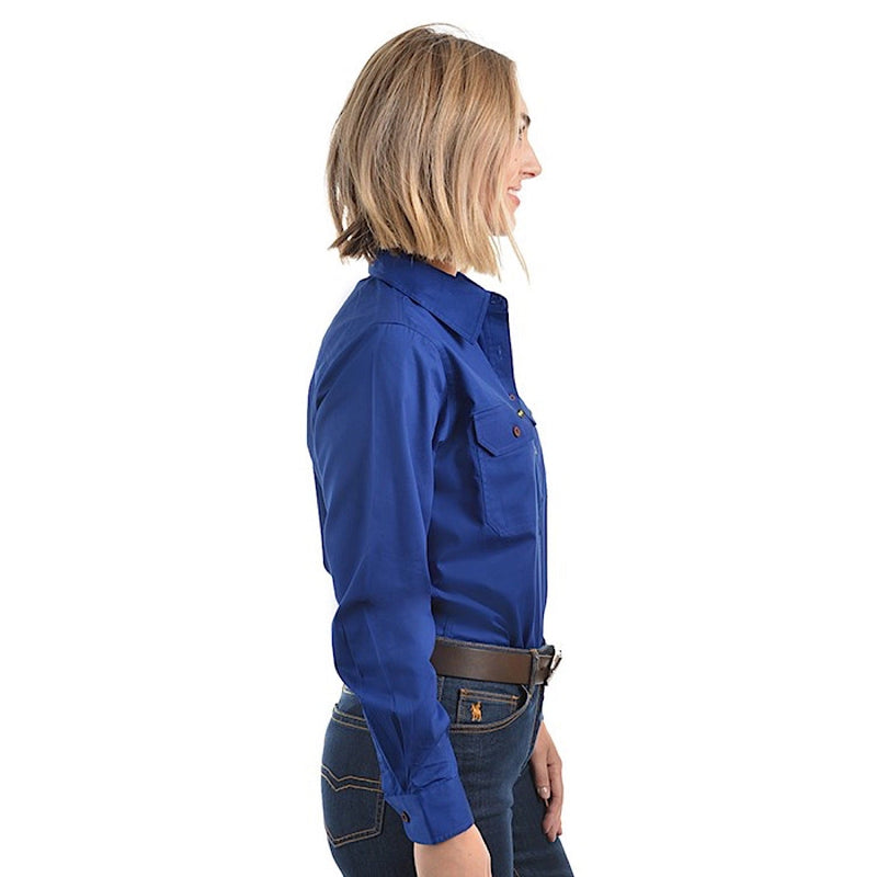 Hard Slog Women’s Half Placket Light Cotton Shirt - Royal Blue
