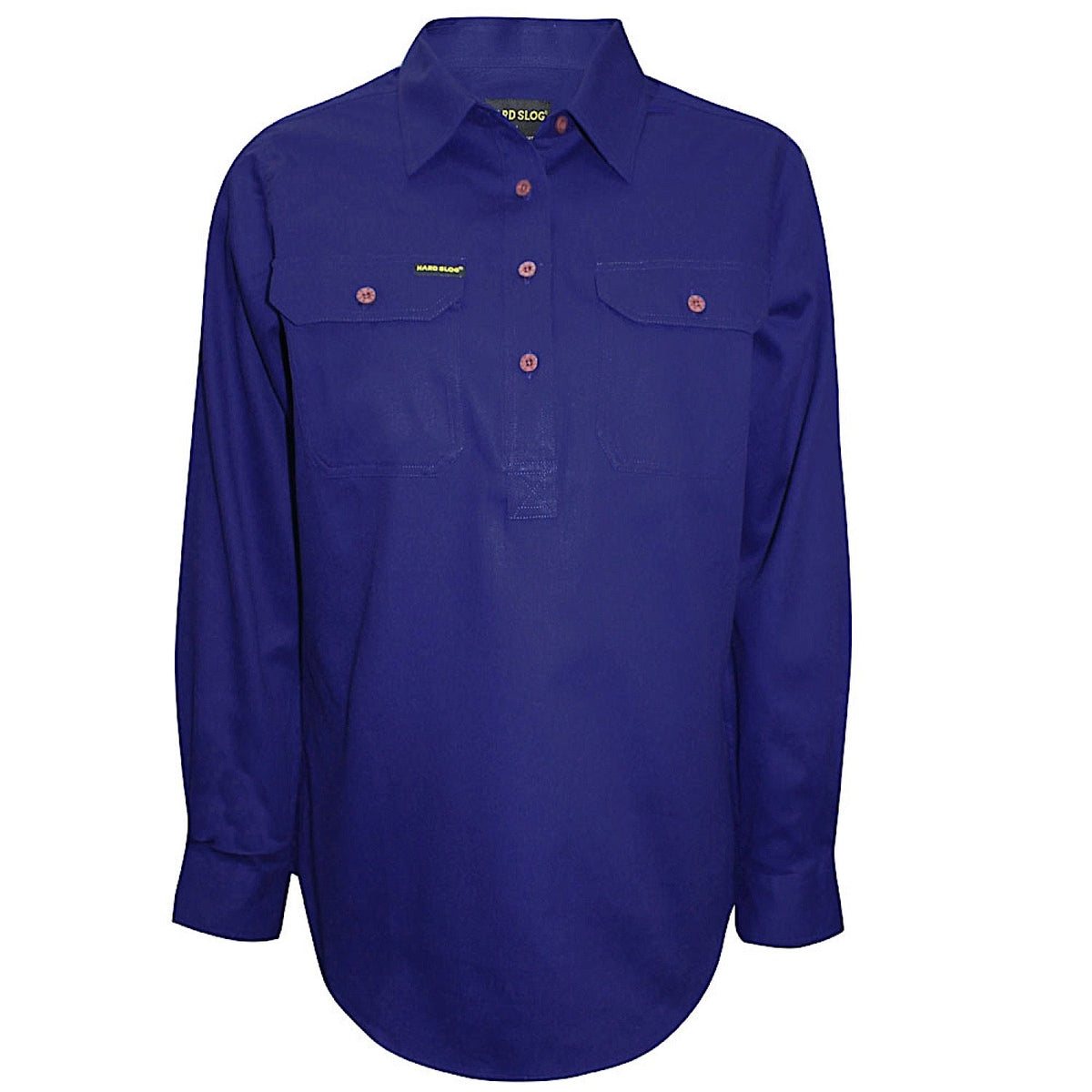 Hard Slog Women’s Half Placket Light Cotton Shirt - Royal Blue