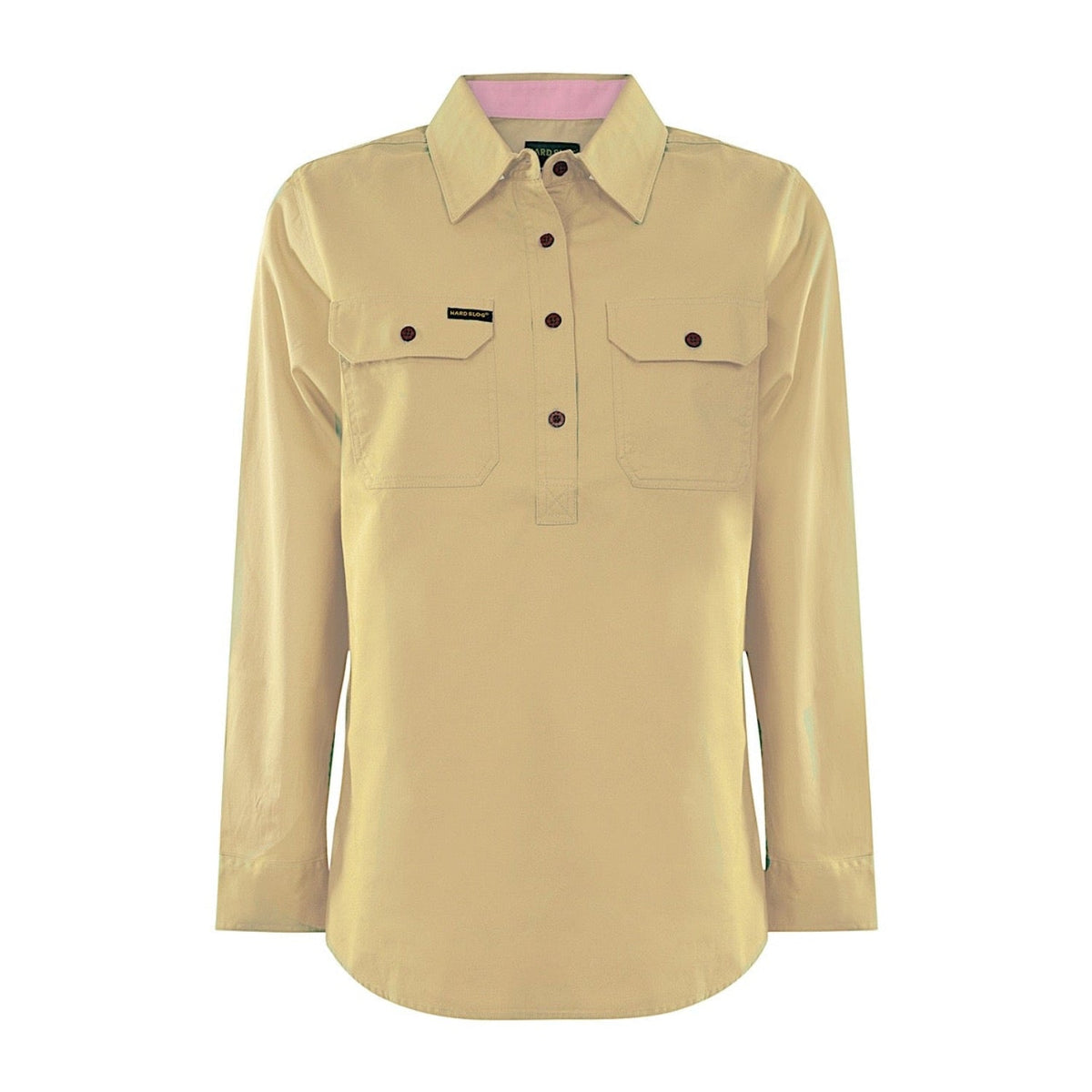Hard Slog Women’s Half Placket Light Cotton Shirt - Yellow