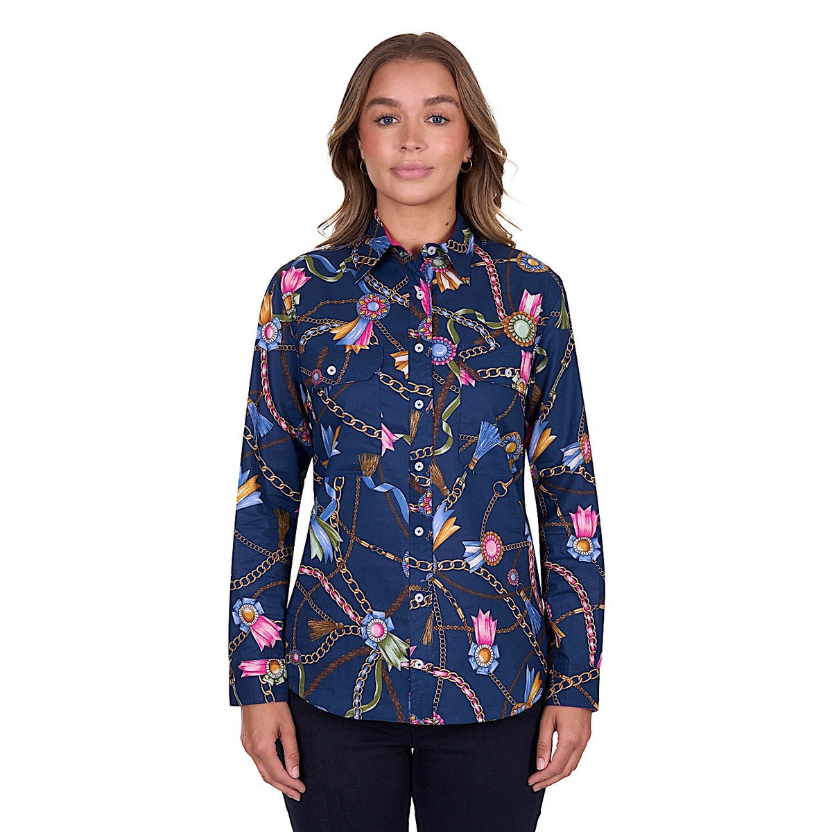 Hard Slog Women’s Jolie Full Placket Long Sleeve Shirt - Navy