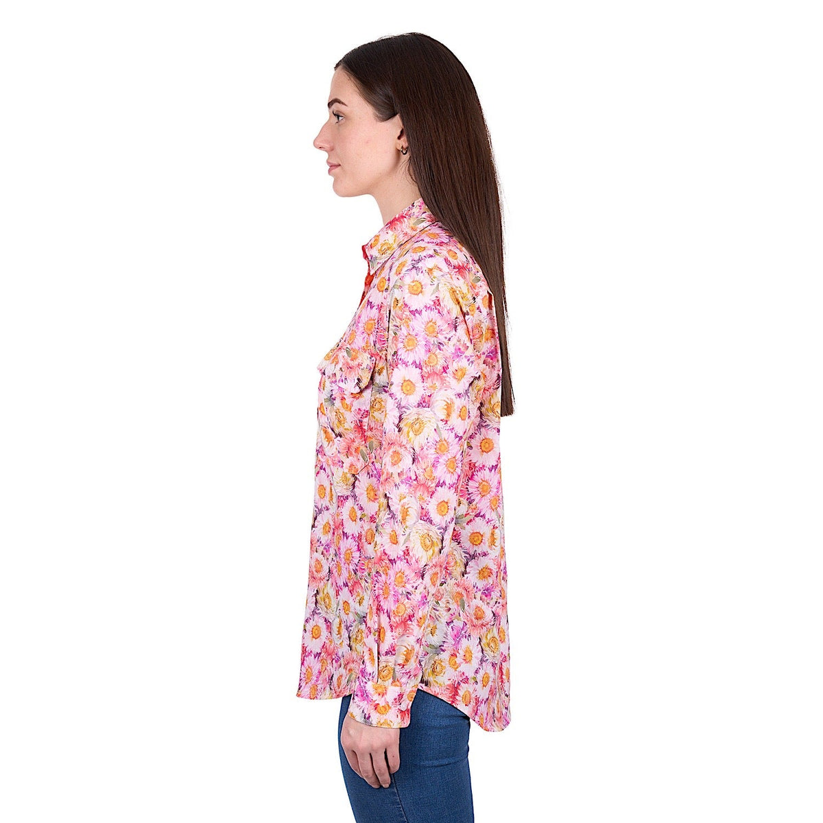Hard Slog Women’s Samira 1/2 Placket Shirt - Pink/Yellow