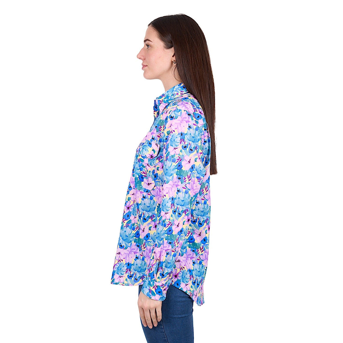 Hard Slog Women’s Trixie 1/2 Placket Shirt - Blue/Multi