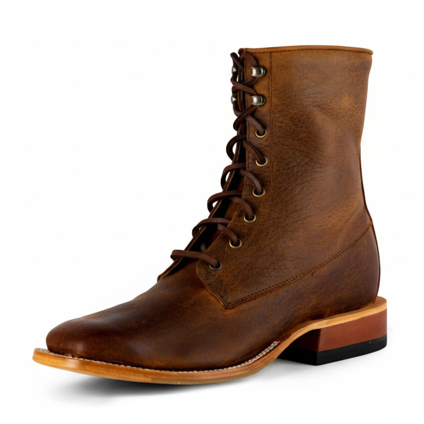 Horse Power Men’s Distressed Bison Lace Up Boot - Distressed Brown