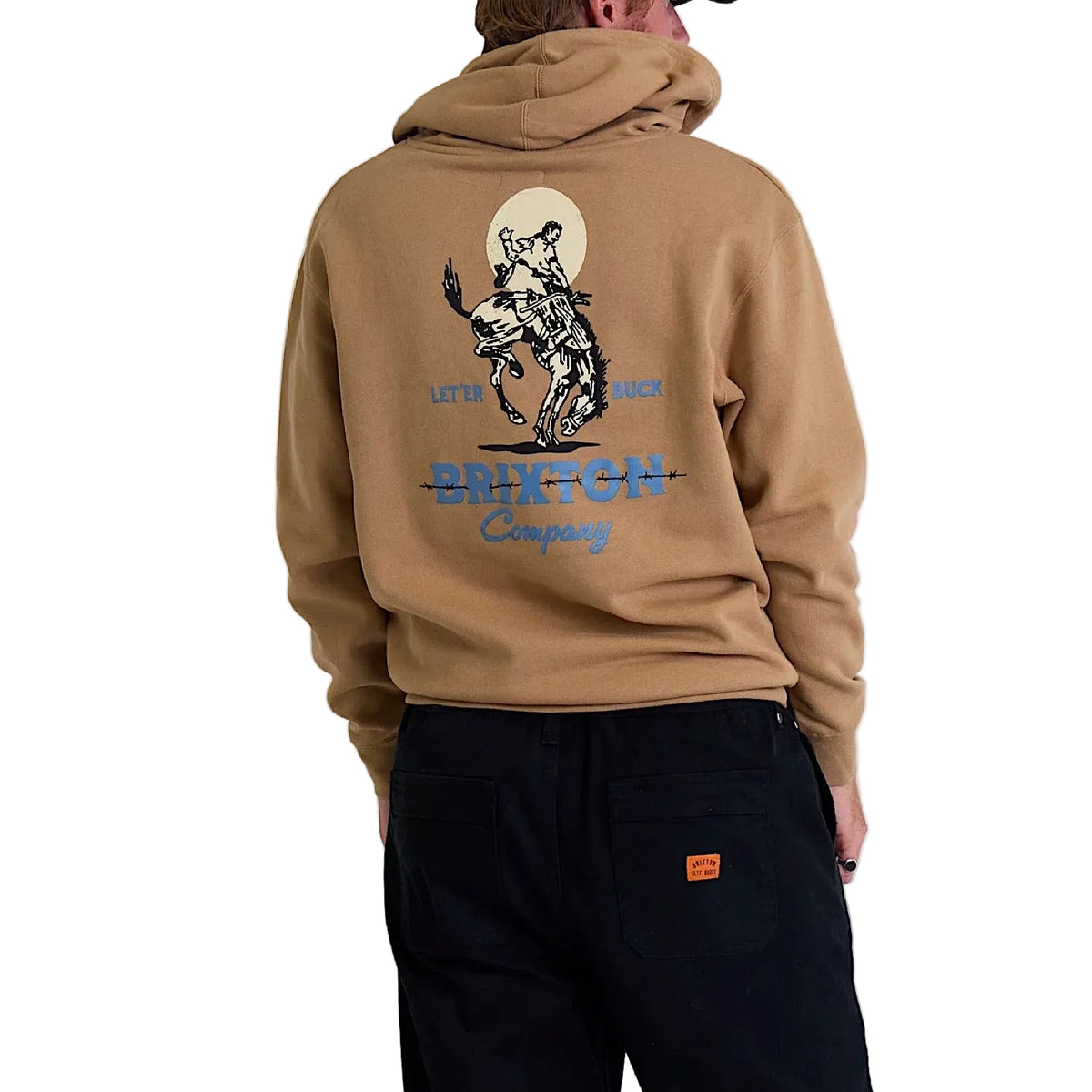 Brixton Men's Let'er Buck Hoodie - Sandstone/Black/Blue