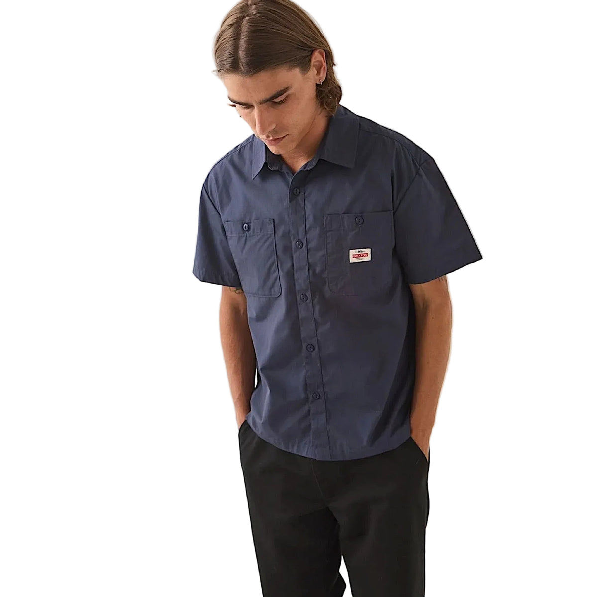 Brixton Men's Trademark Woven Shirt - Washed Navy